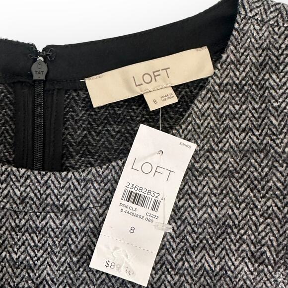 Ann Taylor LOFT NWT Women's Sleeveless Herringbone Shift Dress Size 8 Gray - Picture 5 of 9